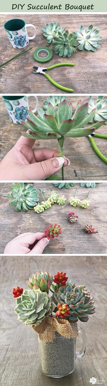 DIY succulent bouquet tutorial