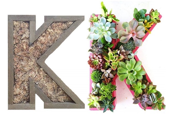 succulent planter in the shape of your initials is a great gift