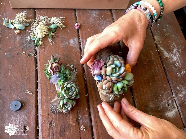 add magnets to the succulent driftwood piece