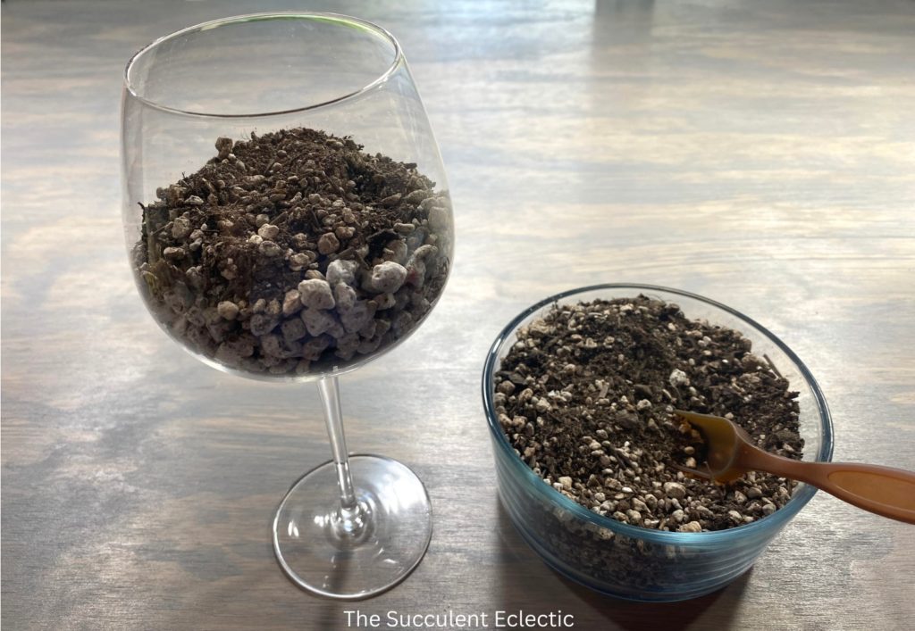 Add soil to the wine glass